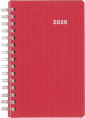Brownline® 2026 DuraFlex DailyMonthly Planner, Appointment Book, 12 Months, January to December, Twin-Wire Binding, 8 x 5, Raspberry CB634V.RAS-26
