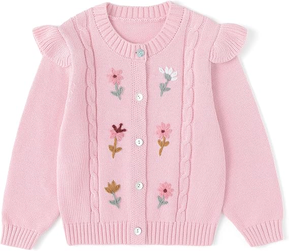 Curipeer Toddler Girl Sweater Cardigans, Long Sleeve Coat, 18M-9Y