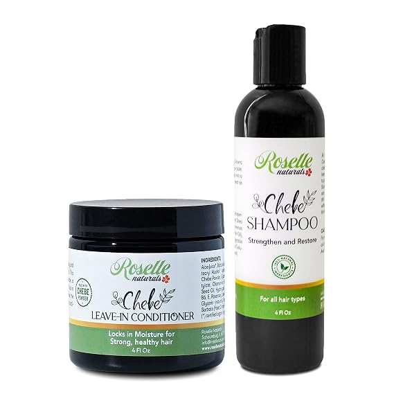 Roselle Naturals - Shampoo and Conditioner Set, Hair Moisturizer for Dry Hair Hair Growth Shampoo with Leave In Conditioner Organic, African Powder for Hair Growth Combo - 4 Ounces