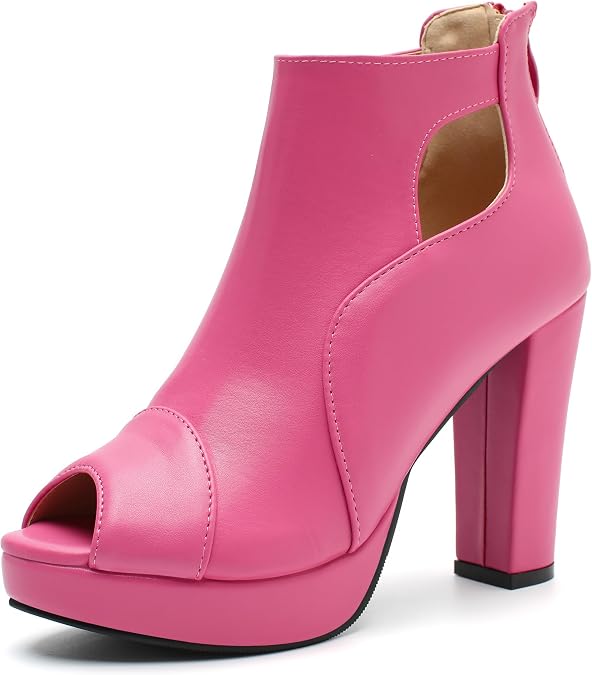 fereshte Women's Peep-Toe Sandals High Chunky Heels Platform Summer Booties