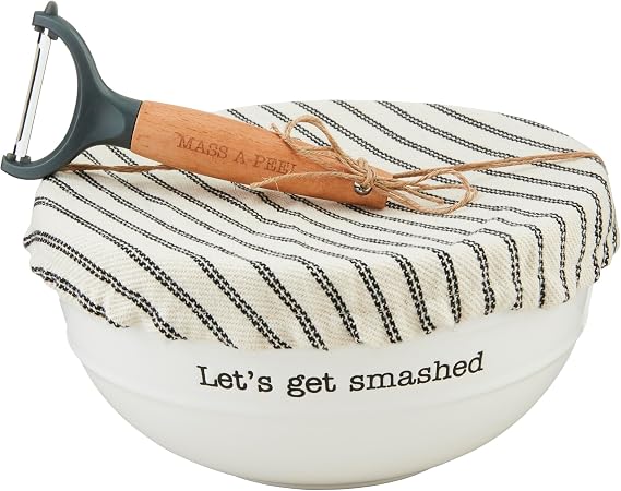 Mud Pie Covered Mashed Potato Set; Bowl 4 1/2" X 9" Dia | Peeler 6"