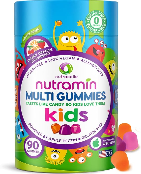 NUTRAMIN Sugar-Free Gummy Multivitamins for Kids, Allergen-Free, 90 Count