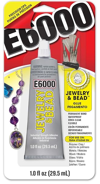 E6000 Jewelry and Bead Adhesive with 4 Precision Applicator Tips for Jewelry! (Original Version)