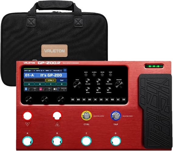 VALETON Gitarren Bass Effektpedal Multi-Effekte Prozessor Amp Modeling IR Cabinets Simulation mit FX Loop MIDI I/O Expression Pedal Stereo OTG USB Audio Interface GP-200R + Bag