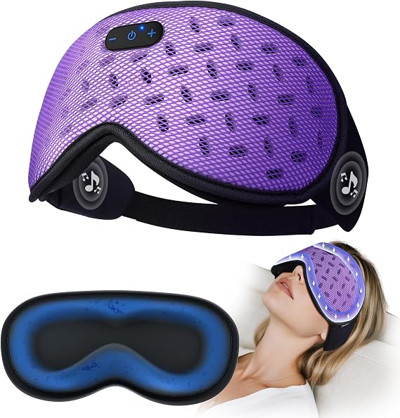 Sleep Mask Headphones Bluetooth 5.4 with 3D Removable Hot Cold Compress, TOPOINT Weighted Eye Mask Blackout Soft Cooling Breathable for Women Men Deep Sleep Relax Tired Office Travel