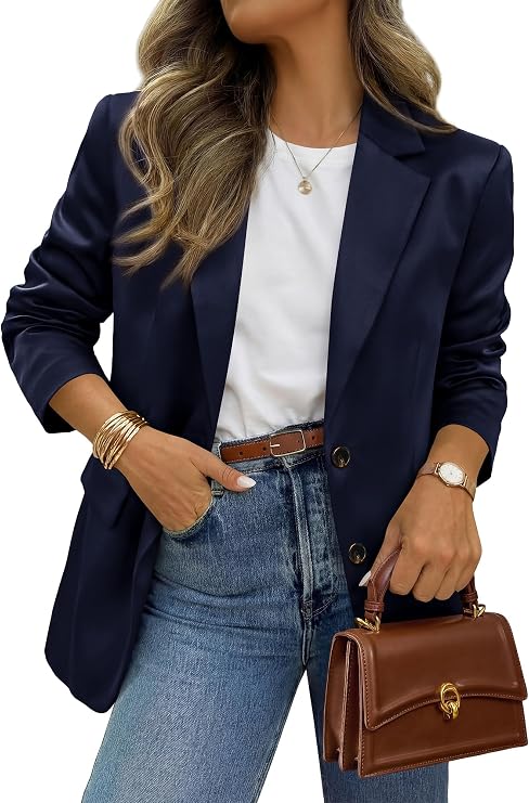 BTFBM Satin Long Sleeve Blazers for Women Business Casual 2026 Fall Clothes