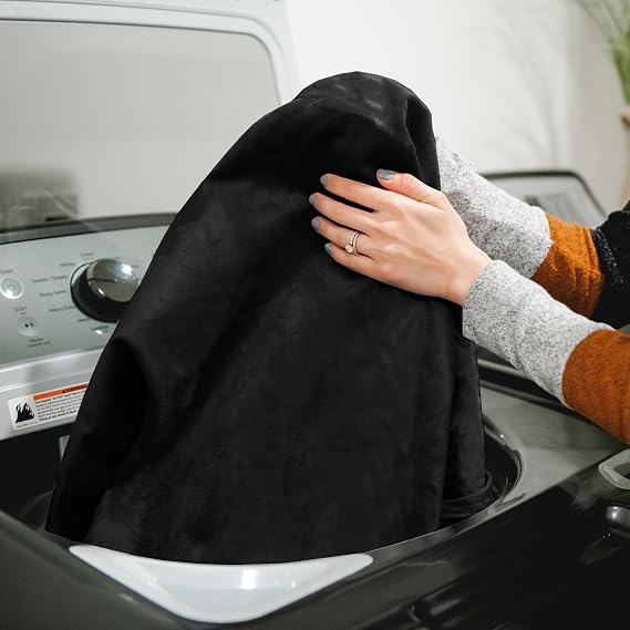 Big Joe Fuf 6.5Ft Cover Only Machine Washable, Black Plush, Soft Polyester
