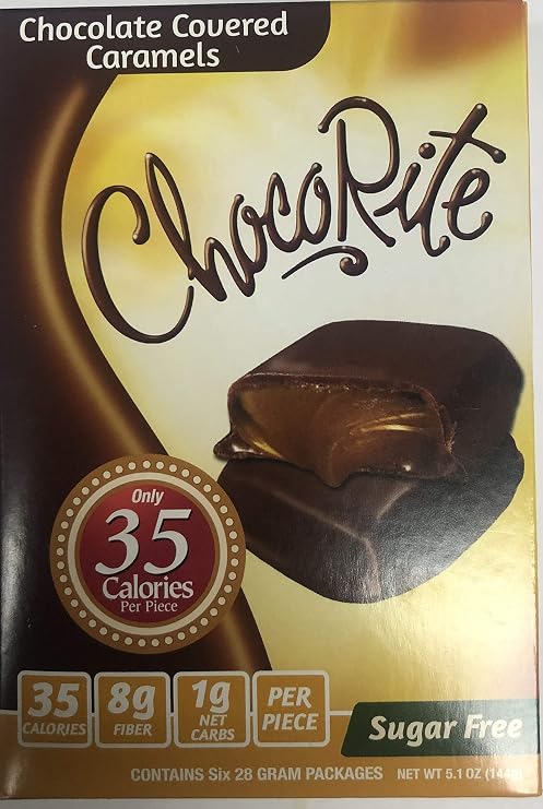 Chocorite Chocolate Value Pack -6 24 Gram Bars-sugar Free-35 Calories Per Piece (chocolate Covered Caramels)