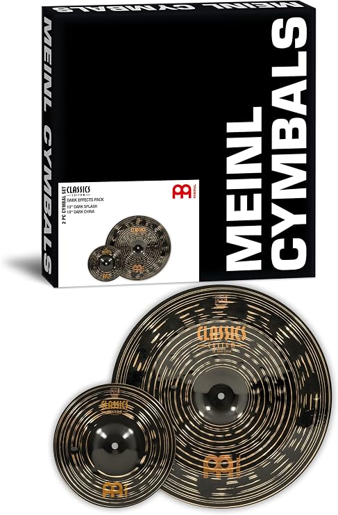Meinl Cymbals Classics Custom Dark Effects Pack Box Set MADE IN GERMANY | 2-pc 10/18-inch, B12 Bronze Cymbals for Drums