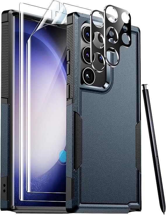 Red2Fire for Samsung Galaxy S23 Ultra Case, [Military Grade Shockproof] with 2Pcs [Soft Screen Protector + Lens Protector] Heavy Duty Full Body Protection Phone Case for S23 Ultra Case 5G, Sea Blue