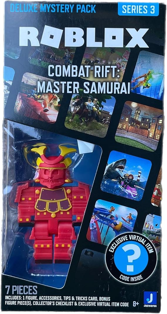 Roblox Deluxe Mystery Pack Action Figure Series 1 2 - Includes Exclusive Virtual Item (Choose Figure) (Combat Rift: Master Samurai)