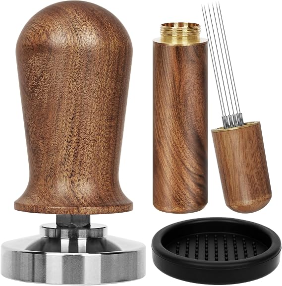 Y-Step 3 Pcs Coffee Tamper Set, Espresso Barista Kit for Portafilter Machine, with Calibrated Spring Loaded Coffee Tamper 51mm, Espresso Coffee Stirrer, Tamper Mat, Espresso Coffee Accessories