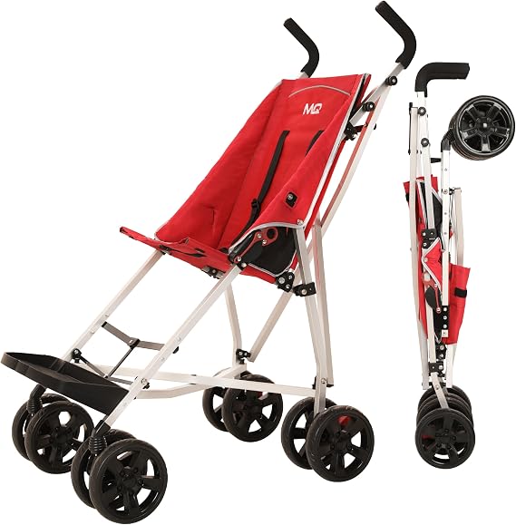 MobiQuip XL Disability Pushchair, Red - Special Needs Stroller for Older Children up to 50kg - Lightweight Folding Aluminium Frame - Adjustable Footplate & 5-Point Harness - Smooth & Portable