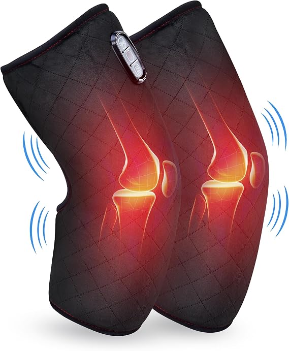 COMFIER Knee Massager for Pain Relief, Plug-in Knee Heating Pad with Heat and Vibration, Pair of Heated Knee Wraps for Both Knees, 5 Modes, 2 Heat Levels, 30-Min Timer, FSA Eligible HSA