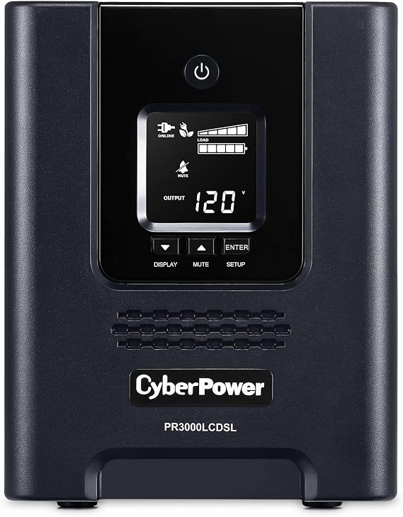 CyberPower PR3000LCDSL 30A Smart App Sinewave UPS Battery Backup and Surge Protector, 3000VA/2700W, 7 Outlets, AVR, Mini-Tower, UL Certified