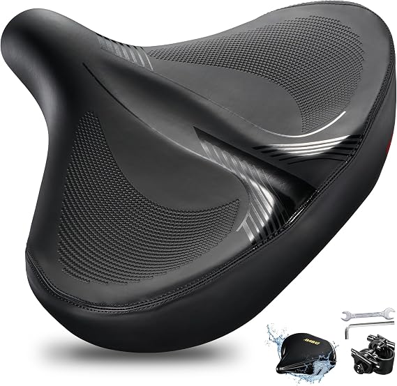 DAWAY C40 Ultra Comfortable Oversized Bike Seat - Memory Foam Padded, Extra Wide Bicycle Saddle, Ergonomic Replacement Cushion for Men Women - Fits for Peloton, Cruiser, Mountain, Road, Exercise Bikes