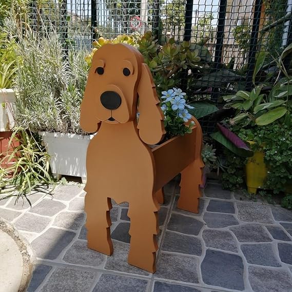 Australian Cattle Dog Planter Pot Cute Garden Dog Flower Planter Container Holder for Outdoor Indoor Stuff Gift Small Westie(Cocker Spaniel Brown)