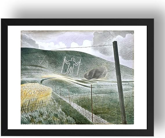 the wilmington giant by Eric Ravilious, vintage art, framed A3 reproduction poster print in 17x13 inch frame