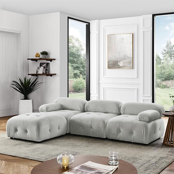 Modular Sectional Sofa, Button Tufted Designed and DIY Combination,L Shaped Couch with Reversible Ottoman