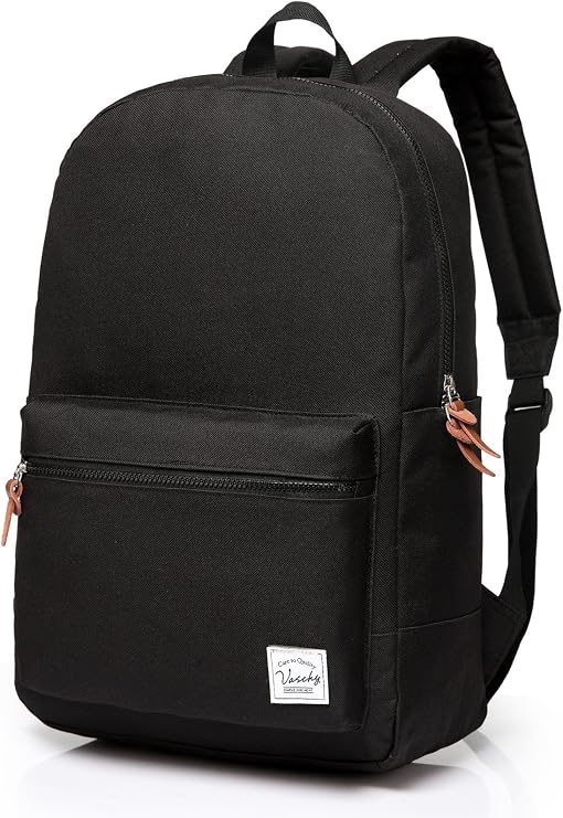 VASCHY School Backpack, Unisex Slim Lightweight Water-resistant Backpack for Men Women College Schoolbag Travel Bookbag
