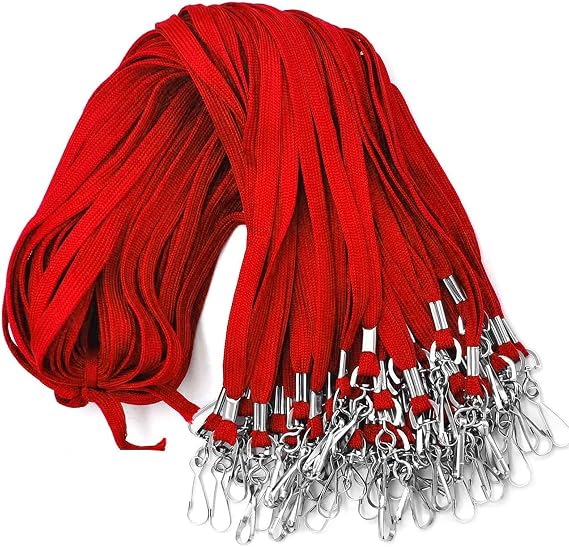 Lanyards 100 Pack Red Lanyards with Swivel Hook Clips for ID Name Badge Holder