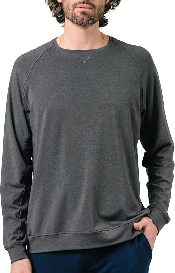 Cozy Earth Men's Pullover Crew Neck Sweatshirt, Relaxed Fit Sweatshirt