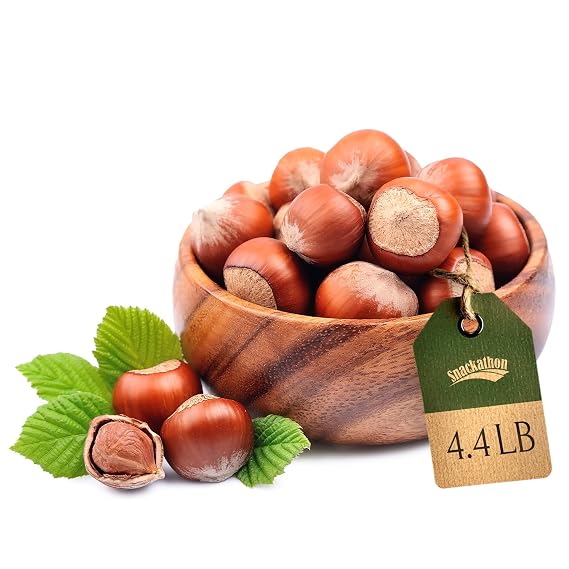 Snackathon Oregon Hazelnuts In Shell, 4.4 LB Bulk Bag - Whole Raw Large Filberts Grown in USA, Fresh Unsalted Natural Nuts for Snacking & Baking