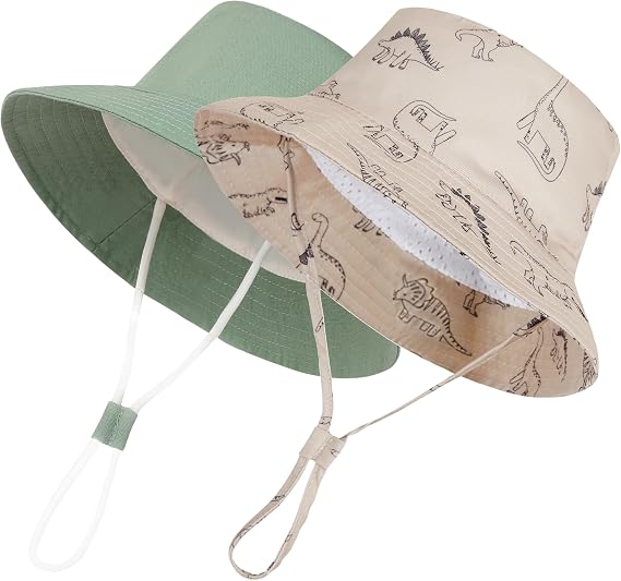 Urban Virgin 2-Packs Baby Sun Hat UPF 50+ Sun Protective Toddler Bucket Hat Summer Kids Beach Hats