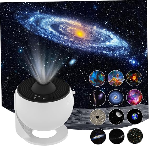 Projector Night Light with 12 Film Discs, Nebula Light Projector for Bedroom and Nursery, Quiet Universe Lamp with Remote Control and Timer [Energy Class A]