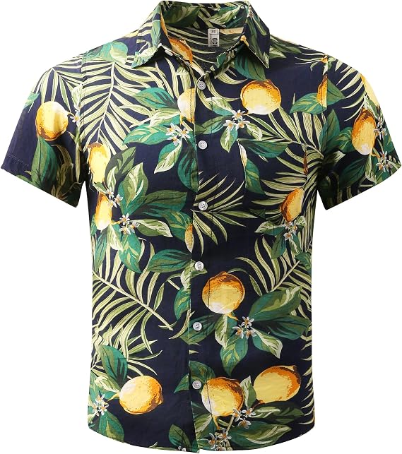 OCHENTA Hawaiian Shirt for Men Summer Casual Beach Short Sleeve Button Down Floral Shirts