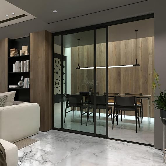 Doors 55 Glass Room Divider Panel and Partition Wall, Partition Wall Divider & 2 Panel Room Divider - Perfect Wall Divider for Room Separation & Partition Room Dividers (Clear Glass, 72x80)