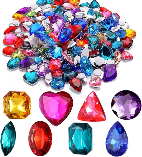 RICHNESS 110pcs Large Gem Stickers Self Adhesive Rhinestones for Crafts