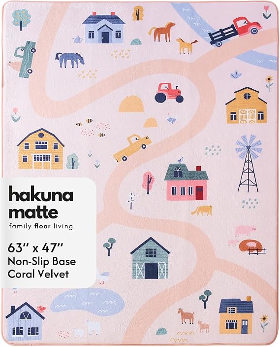 Hakuna Matte Premium Large Coral Velvet Baby Play Mat 160x120x1.5cm | High-Density high-density foam Kids Rug – Stylish Playmat for Floor with Non-Slip Backing for Crawling, Soft Play