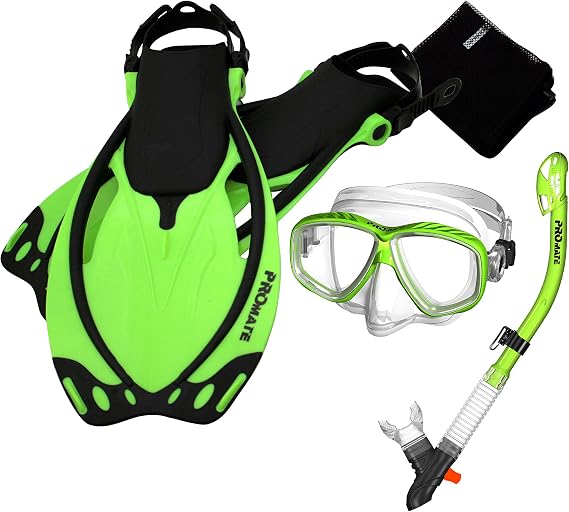 Promate Snorkeling Purge Mask Dry Snorkel Fins Mesh Bag Set (SCS0097)