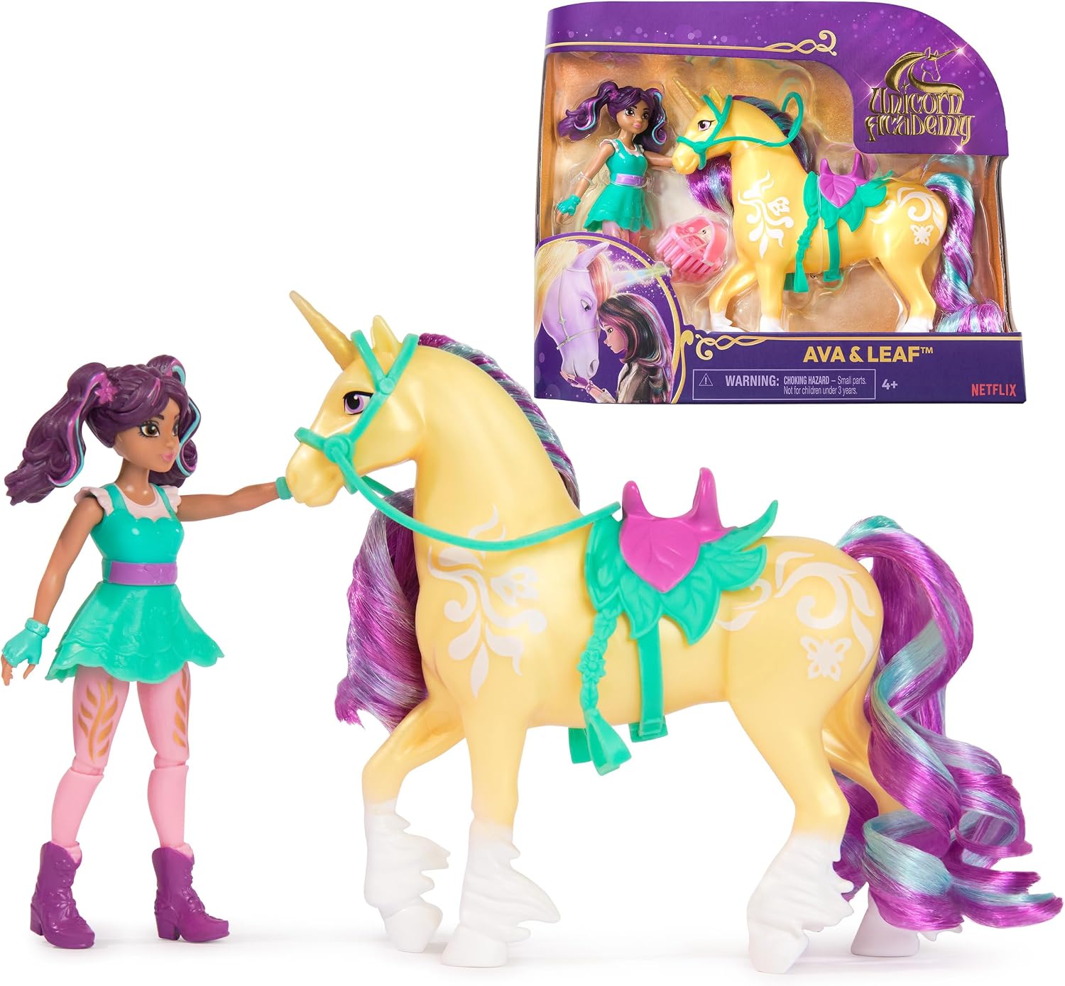 Unicorn Academy AVA and Unicorn Leaf set – About 12cm original figures from the beloved Netflix series, for 4 years