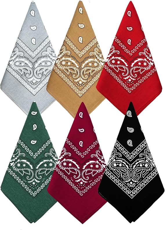 Bycc Bynn Large Soft Cotton Bandanas Pack for Men & Women 22 x 22 inches