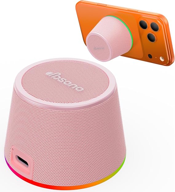 dbsono Small Portable Bluetooth Speaker Birthday Gifts Magnetic Phone Stand | Magnetic Wireless Bluetooth Speaker,TWS Pairing,9 RGB Modes,IPX5 Waterproof,Travel Essentials Cool Gadget for Women Teen Girl
