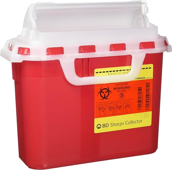 B-D Sharps Containers, 5.4 Quarts, Red