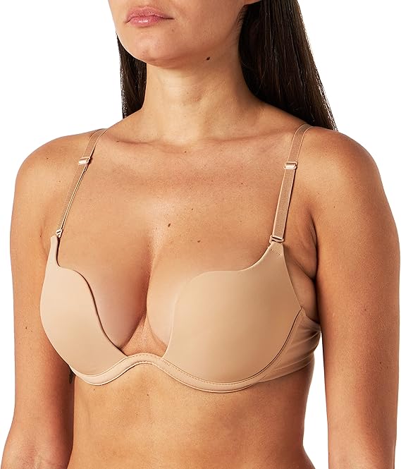 Bras for Women Sexy Push Up Cleavage Plunge Bra Deep U Multiway Convertible Low Back Bra with Clear Strap