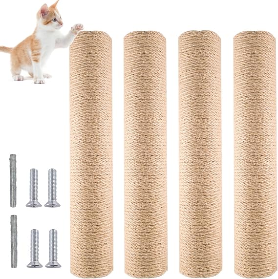4-in-1 Cat Scratching Post with Replaceable Sisal Scratching Posts - Sisal Rope Claw Scratcher for Cat Trees & Climbing Frames - 15 Inch
