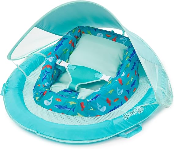 Swimways Sun Canopy Inflatable Toddler Spring Float for Infant Aquafish