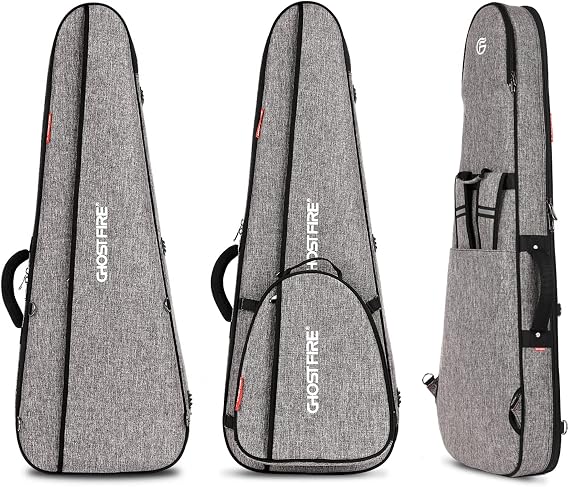 GHOSTFIRE Super Thick High-End Guitar Gig Bag for ST/TL/LP/SG Guitar, Grey | Padded Electric Guitar Case for ST/TL/LP/SG Guitar, Waterproof Guitar Bag with Detachable Expansion Pouch