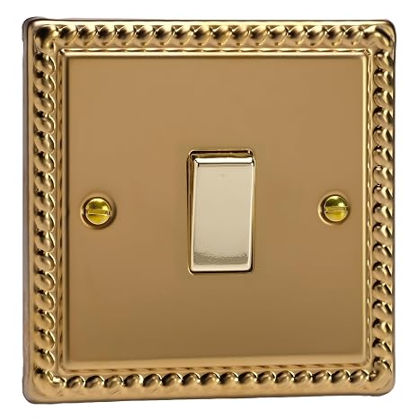 Varilight XG1D Rocker Switches 1 Gang Georgian Brass Brass 