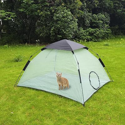 Cat Tent for Outside Cat Enclosures Pop Up Pet Playpen Playhouse Light Green
