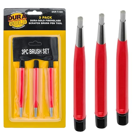Dura-Gold Fiberglass Spot Scratch Brush Pen Tool, Pack of 3 - Clean, Sand