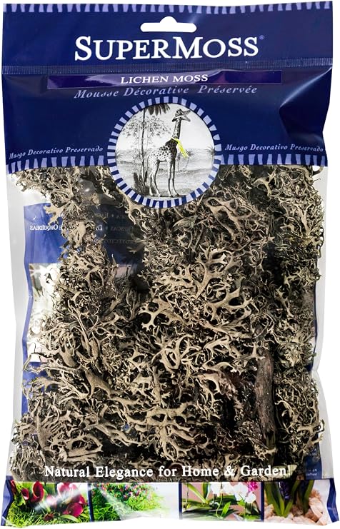 SuperMoss 21617 Lichen Parmelia (Branched), 120 in3 Bag (Appx. 4oz), Natural/Grey