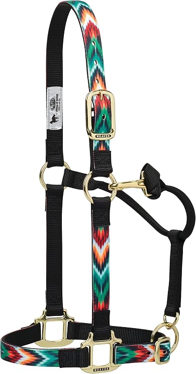 Weaver Equine Nylon Horse Halter, Patterned Webbing, Adjustable Chin & Throat Snap Halters for Horses, Equine Tack,Average Size, Chevron