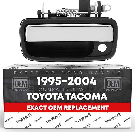 T1A Exterior Front Driver Door Handle Replacement - Compatible with 1995-2004 Toyota Tacoma - Chrome Lever, Plastic - OEM 6922035030, 91319, 79344, TO1915110