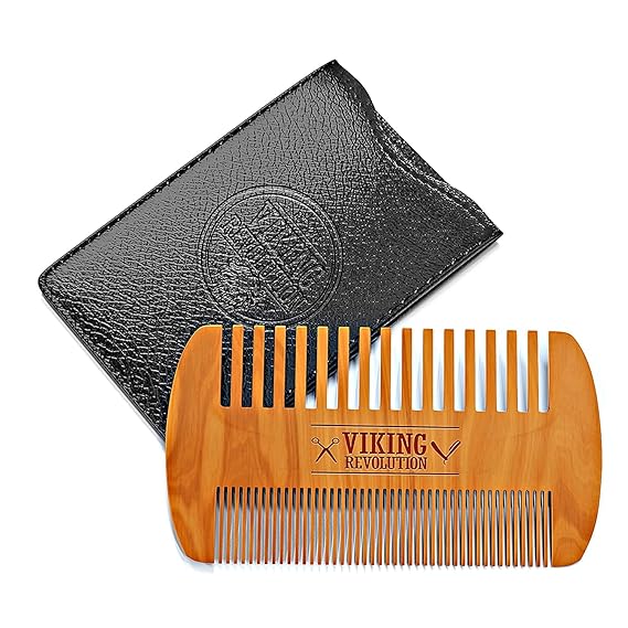 Viking Revolution Wooden Beard Comb and Case - Pocket Comb