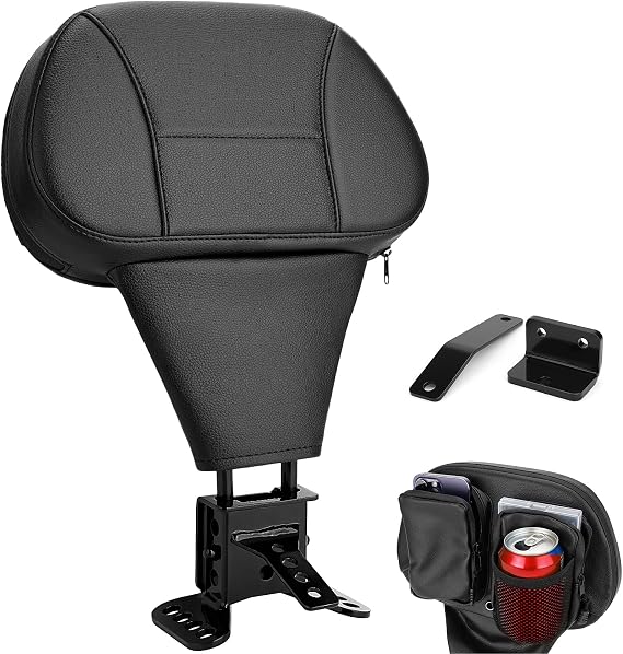 Driver Rider Backrest, Adjustable Rider Backrest, Black Driver Backrest Fit for Harley Davidson Touring Street Glide Electra Glide Road Glide Road King 1997-2026